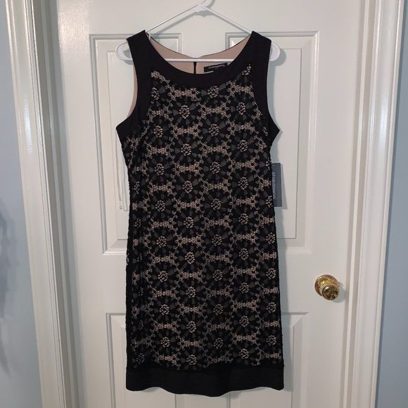 Sharagano Dresses & Skirts - black, and nude sleeveless lace dress NWT